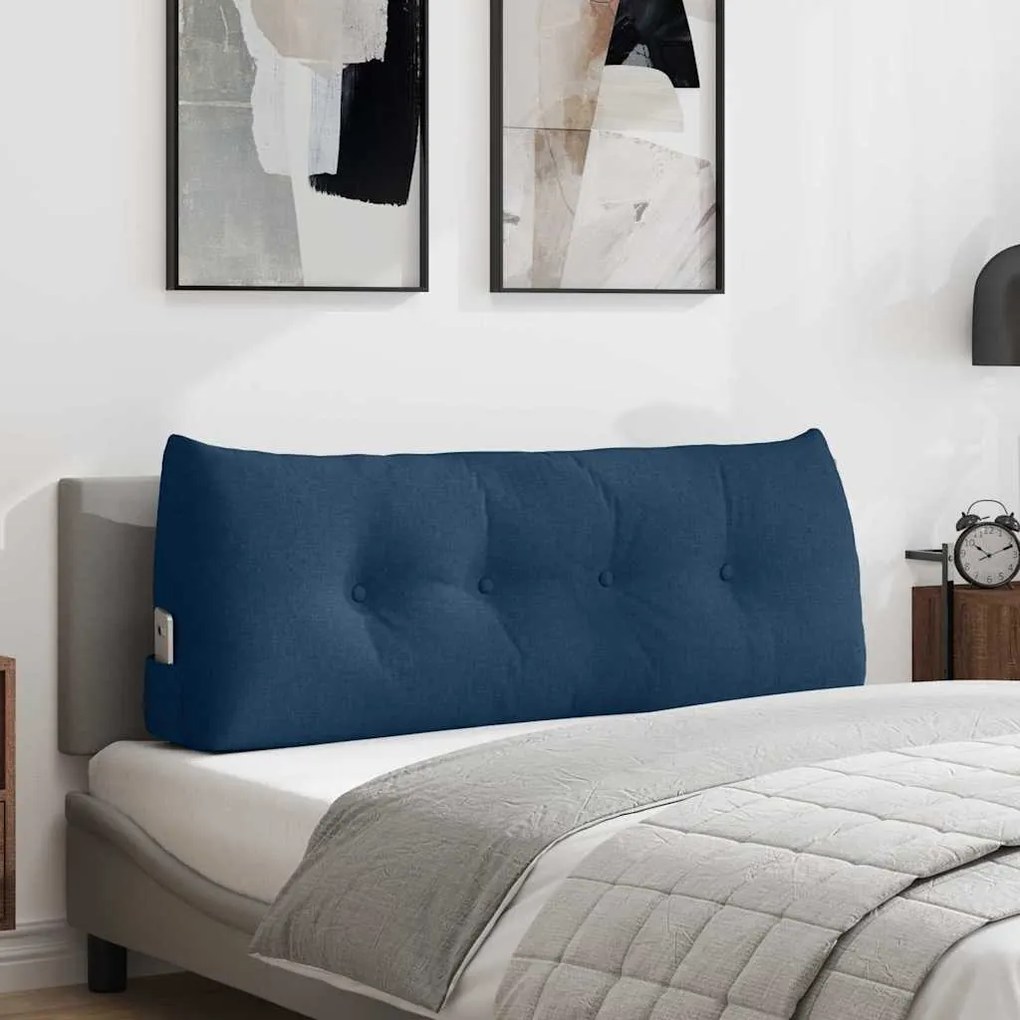 vidaXL Travesseiro para Costas Azul 120 x 24 x 50 cm tecido