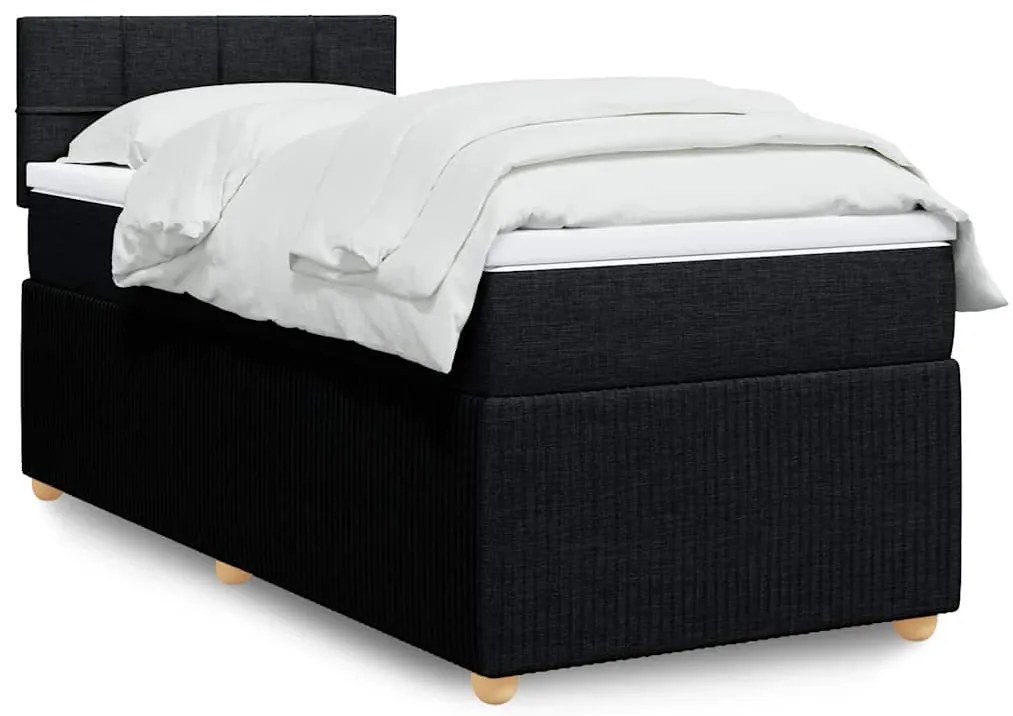 vidaXL Cama com molas/colchão 90x200 cm tecido preto