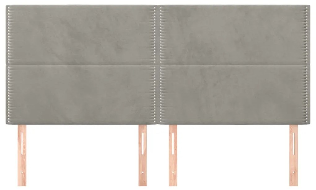Cabeceira de cama 4 pcs veludo 90x5x78/88 cm cinzento-claro