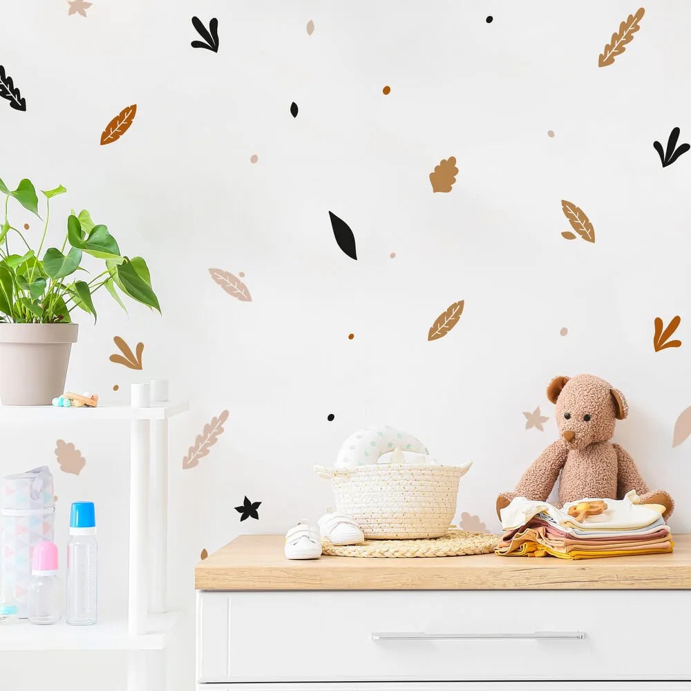 Autocolantes para o quarto com um motivo vegetal em tons terra