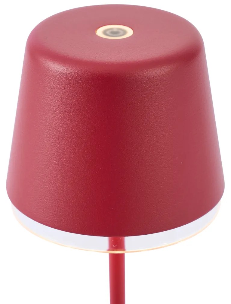 Candeeiro de mesa vermelho com LED IP65 recarregável com estação de carregamento - Treble Moderno
