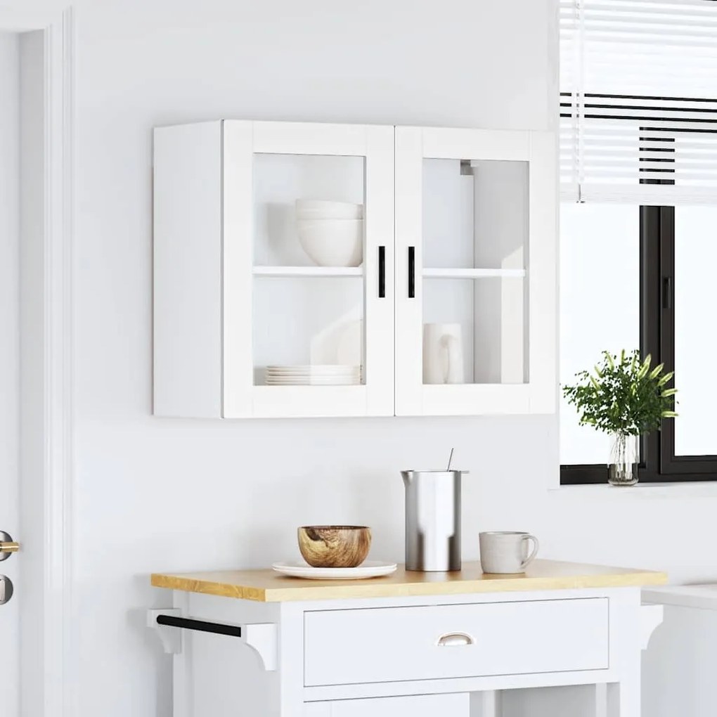 Armário de parede de cozinha com porta de vidro Porto branco