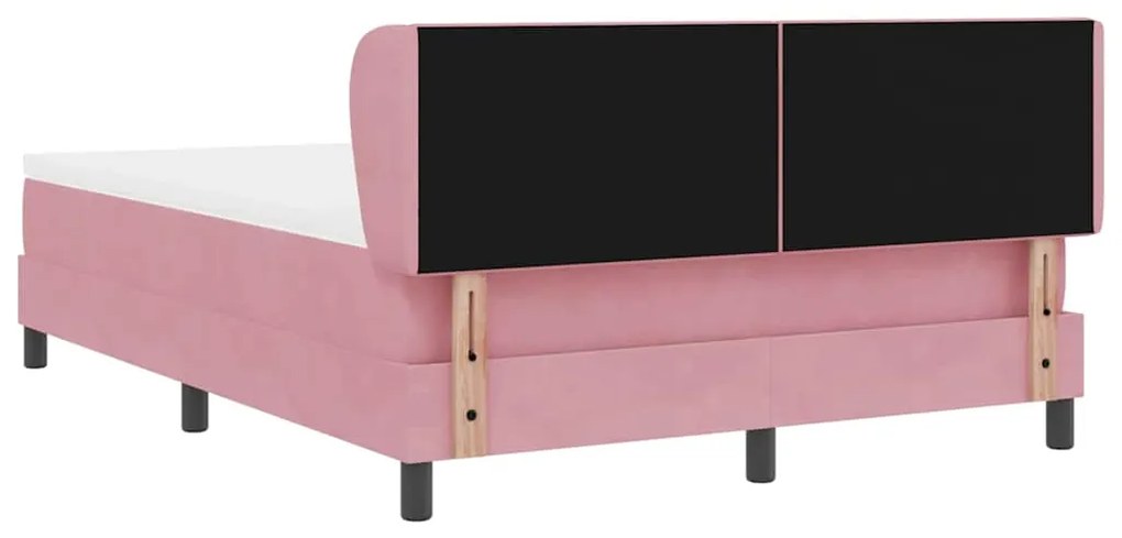 Cama Box Spring vidaXL com Colchão Rosa 160x200 cm Veludo