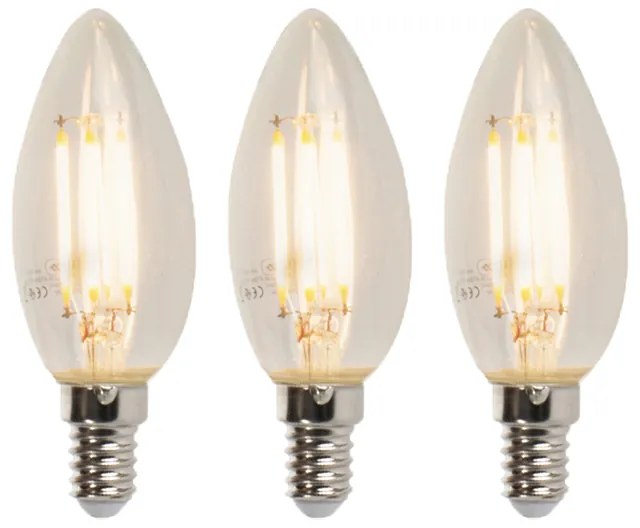 Conjunto de 3 Lâmpadas LED E14 reguláveis com efeito de vela B35 5W 380lm 2700K
