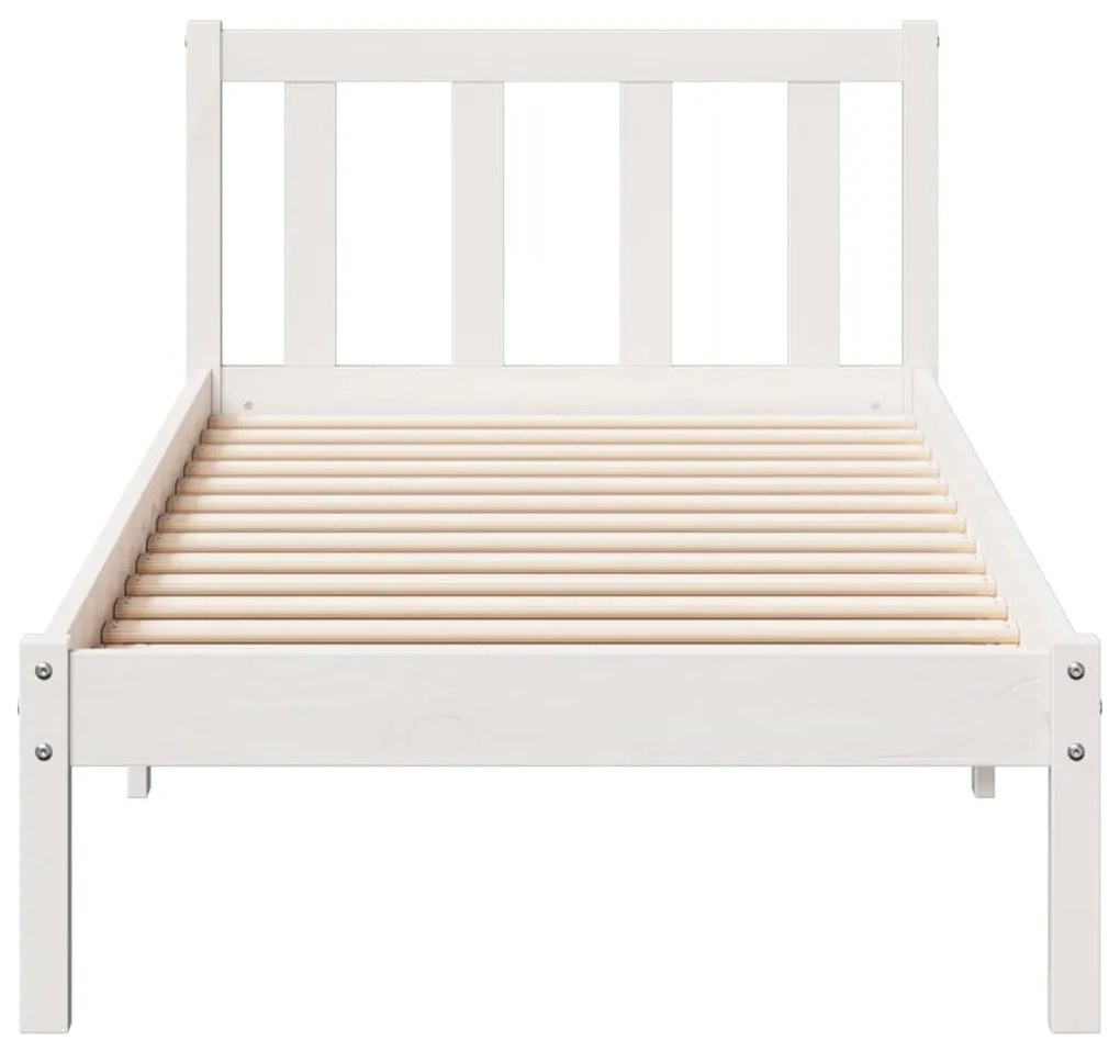 Cama extra longa sem colchão 90x210 cm pinho maciço branco