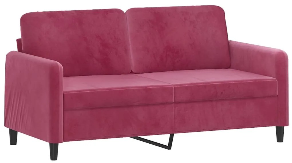 3 pcs conjunto de sofás veludo vermelho-tinto