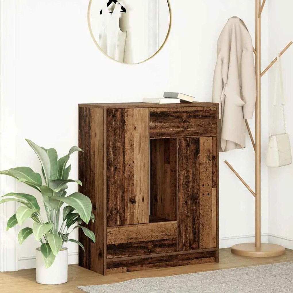 vidaXL Aparador c/ gavetas e portas 73x31x90 cm madeira velha