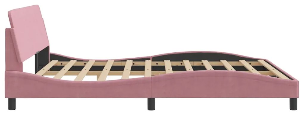 Estrutura de cama c/ cabeceira 180x200 cm veludo rosa