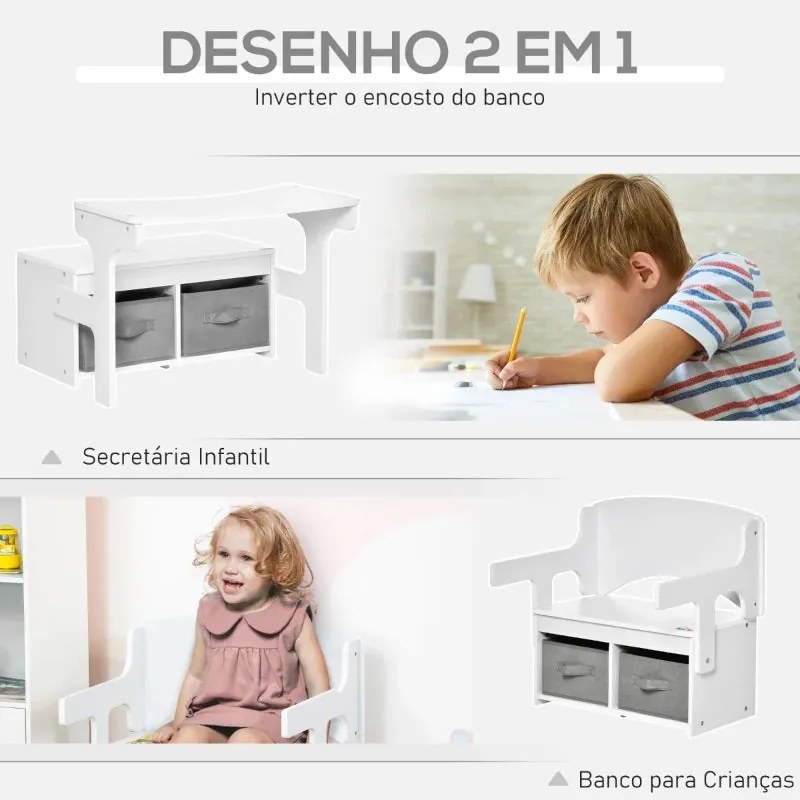Banco com Secretária Infantil Holesy - Design Nórdico