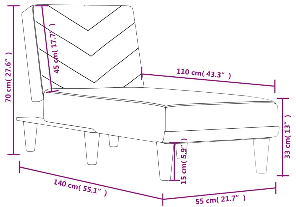 Chaise longue tecido cinzento-escuro