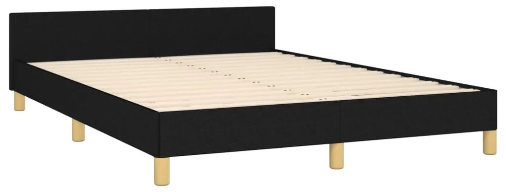 Estrutura de cama c/ cabeceira 140x190 cm tecido preto