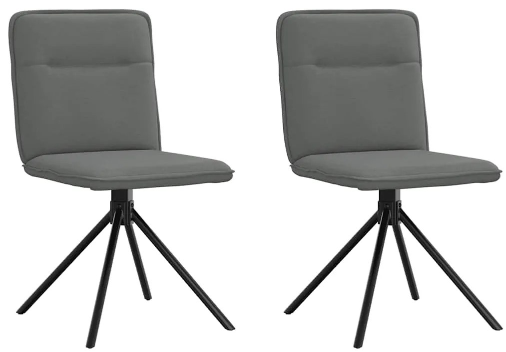 Cadeiras de jantar 2 pcs tecido cinzento-escuro