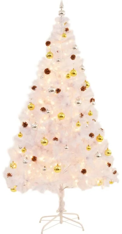 Árvore de Natal artificial pré-iluminada enfeites 210cm branco