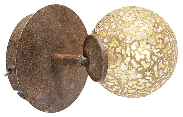 Candeeiro de parede castanho enferrujado ajustável com interruptor - Kreta Art Deco