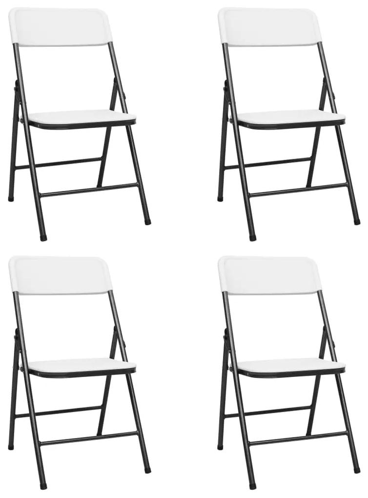 313556 vidaXL Cadeiras de jardim dobráveis 4 pcs PEAD branco
