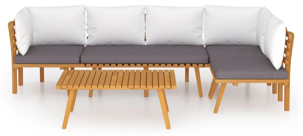 5 pcs conjunto lounge de jardim com almofadões acácia maciça