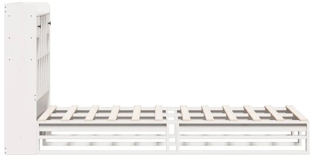 Cama com estante sem colchão 75x190 cm pinho maciço branco