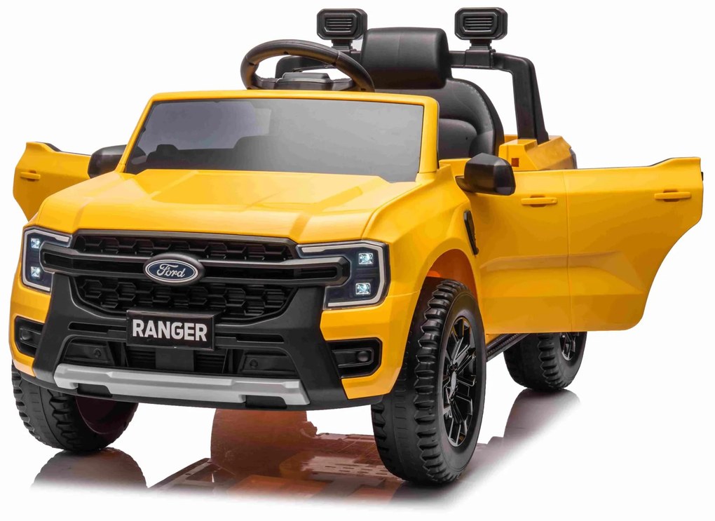 Carro elétrico para Crianças 12V Ford Ranger LIFT Assento de couro, Rodas de EVA Amarelo