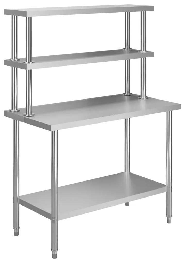 3054470 vidaXL Mesa trabalho cozinha c/ prateleira 120x60x150cm aço inoxidável