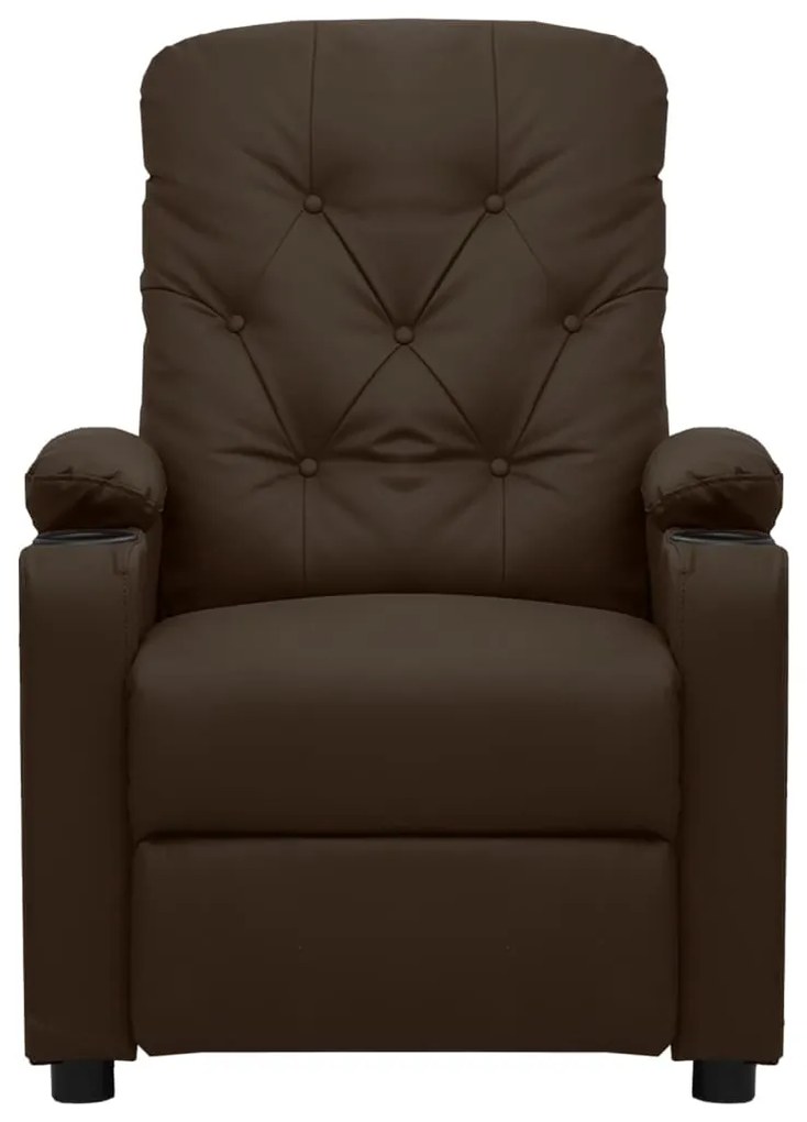 Poltrona de massagens elevatória couro artificial castanho