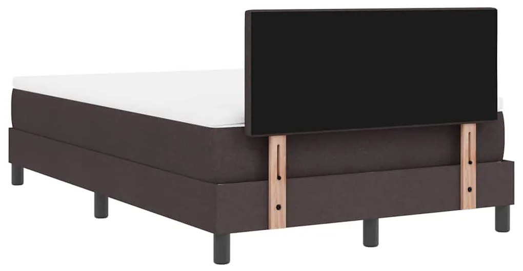 Cama Box Spring com Colchão &amp; LED Marrom Escuro 120x190 cm Tecido
