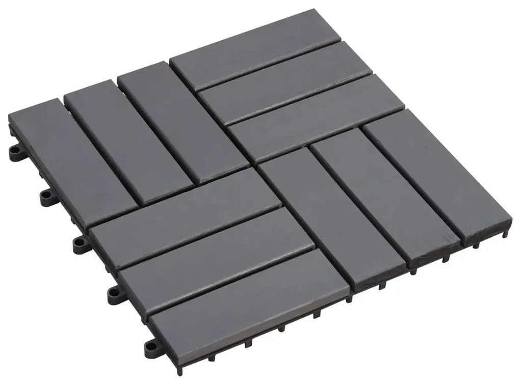 Ladrilhos de terraço 20 pcs 30x30 cm acácia maciça cinzento