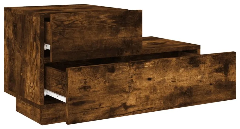 Mesa de cabeceira com luzes LED 70x36x40,5 cm carvalho fumado