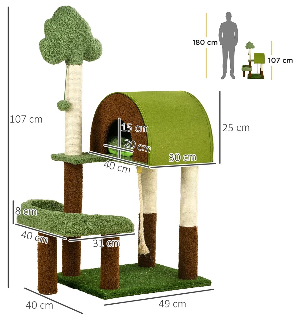 PawHut Arranhador para Gatos Médio 107 cm Torre para Gatos Centro de A