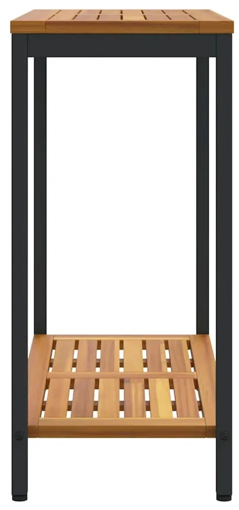 Mesa Outdoor Natural e Preto 35x80x75 cm em madeira sólida e aço