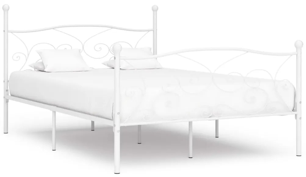 vidaXL Estrutura de cama com estrado de ripas 160x200 cm metal branco