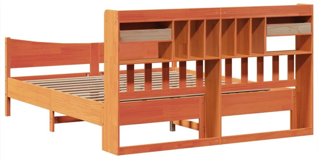 Cama sem colchão 200x200 cm pinho maciço castanho-mel