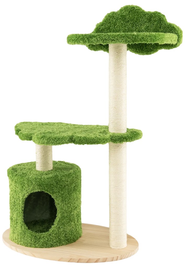 Mesa lateral para gatos em formato de C, árvore para gatos com arranhador - marrom rústico