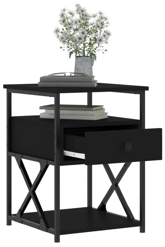 Mesa de cabeceira 2 pcs 40x42x55 cm derivados de madeira preto