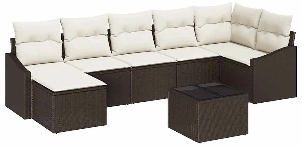 Conjunto de Sofá de Jardim 8 Peças com Almofadas Marrons em Rattan Sin