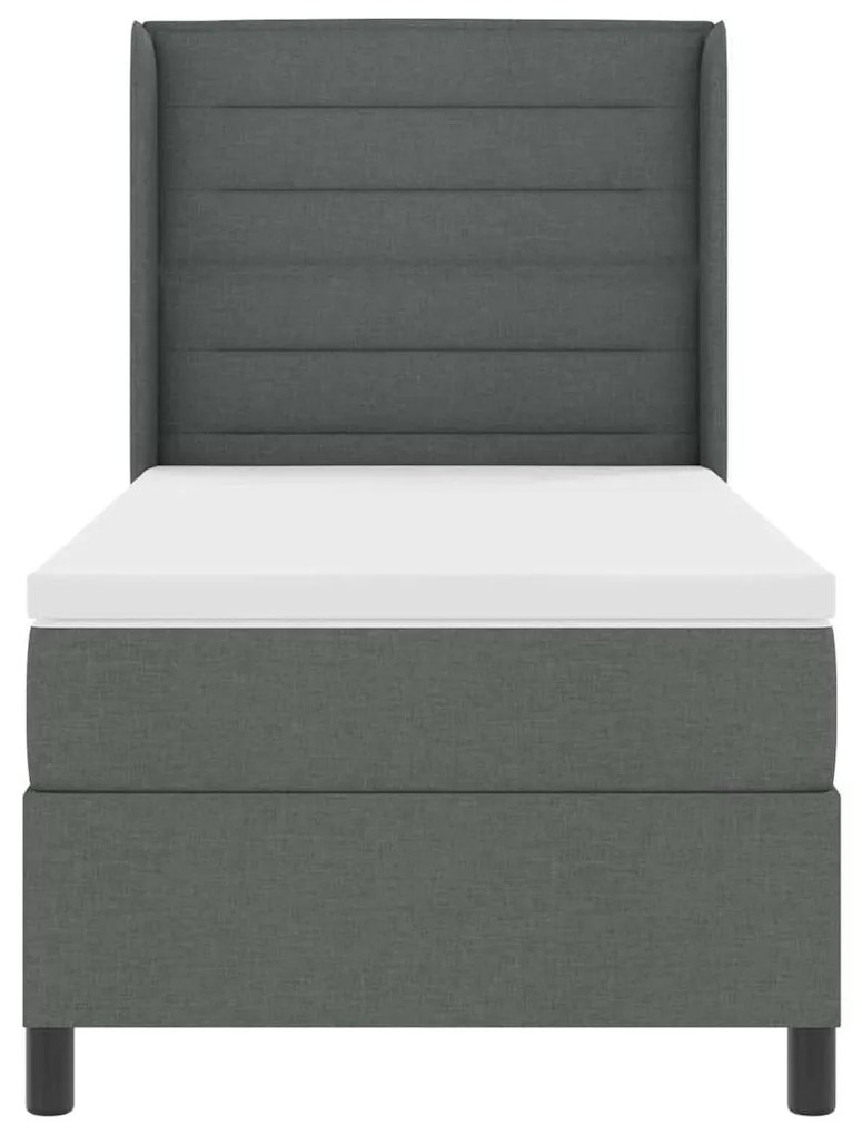 Cama Box com Colchão Cinza Escuro 90x200 cm em Tecido