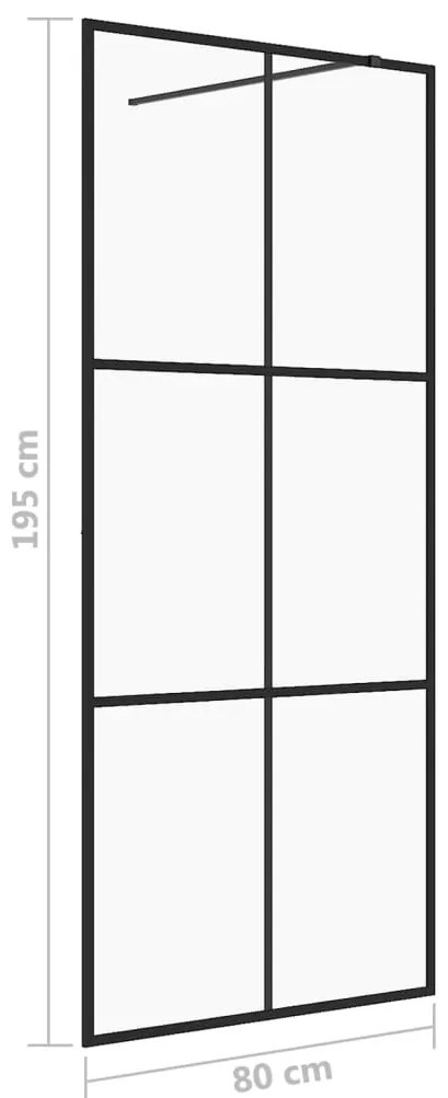 Divisória de chuveiro 80x195 cm vidro transparente ESG preto