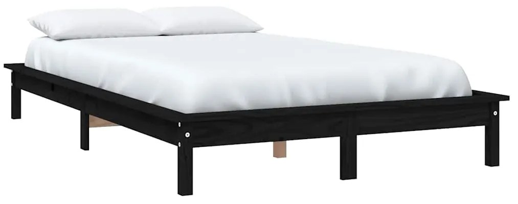 Estrutura de cama 120x200 cm pinho maciço preto