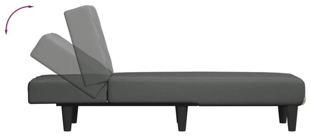 Chaise longue tecido cinzento-escuro