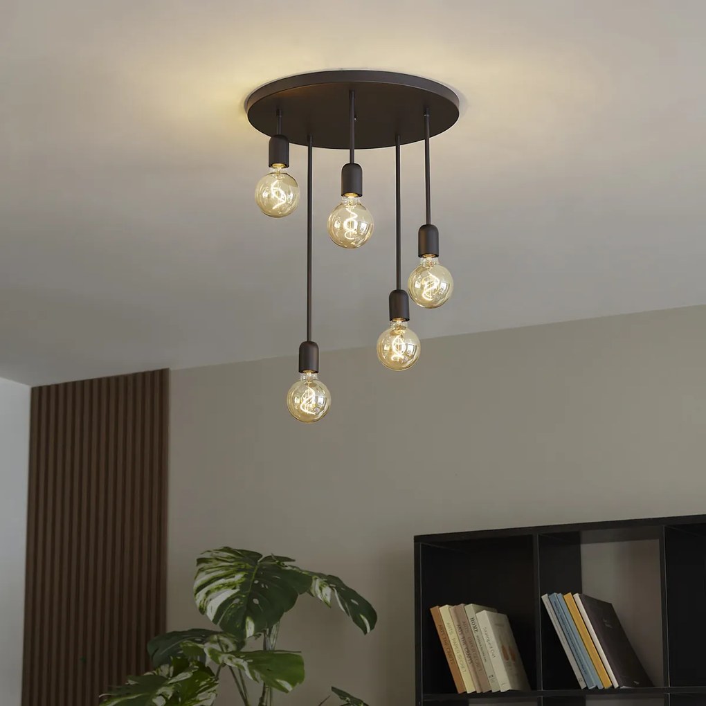 Candeeiro de teto moderno preto 5 luzes - Facil