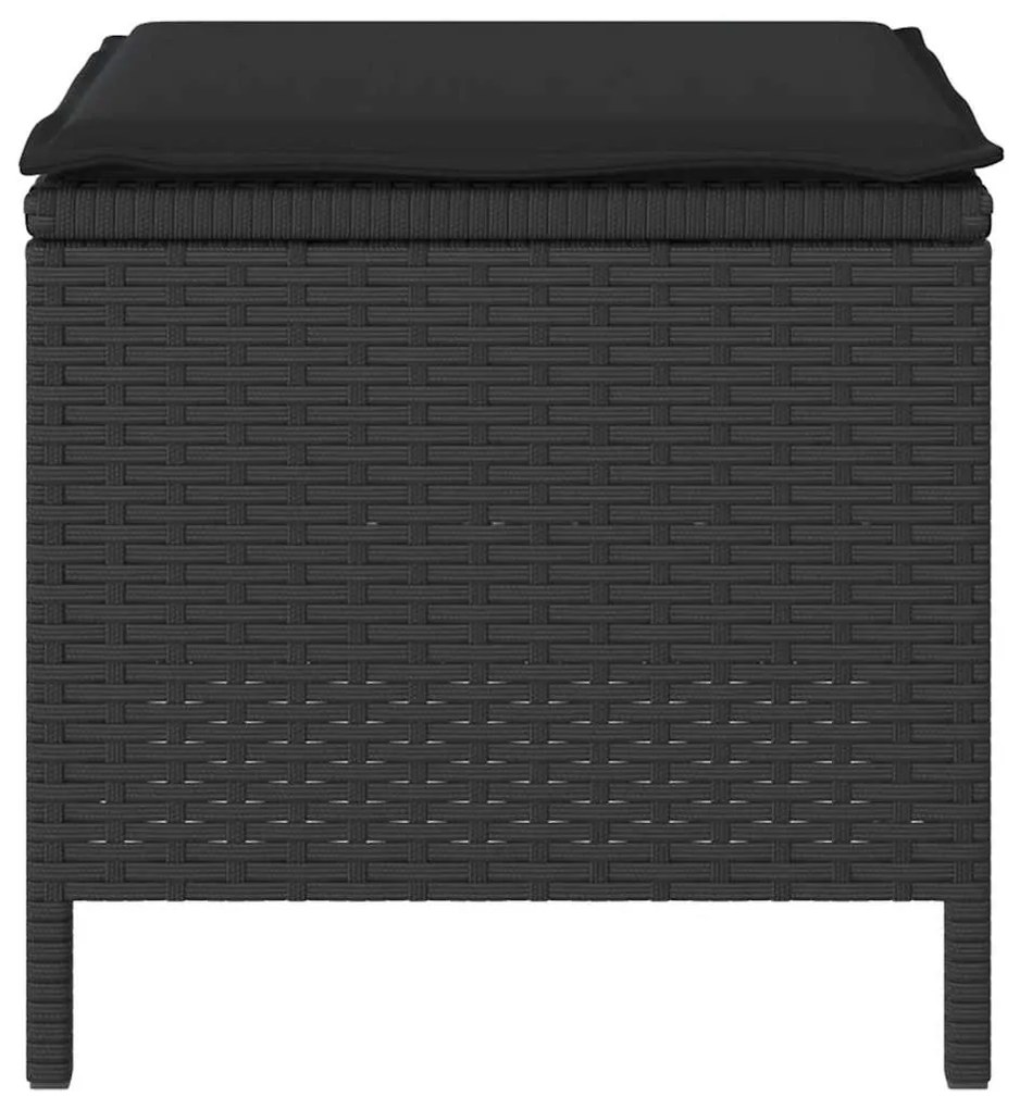 Conjunto de Jantar de 4 Peças com Almofadas Preto em Rattan de Polipro