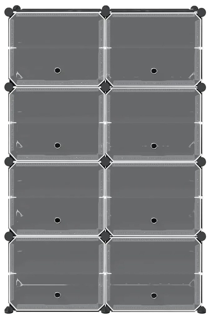 Organizador de arrumação com 8 cubos e portas PP preto
