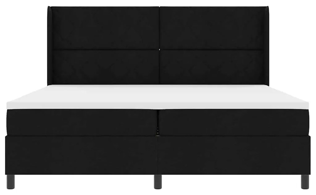 Cama Box Preta com Colchão - 200x200 cm em Tecido