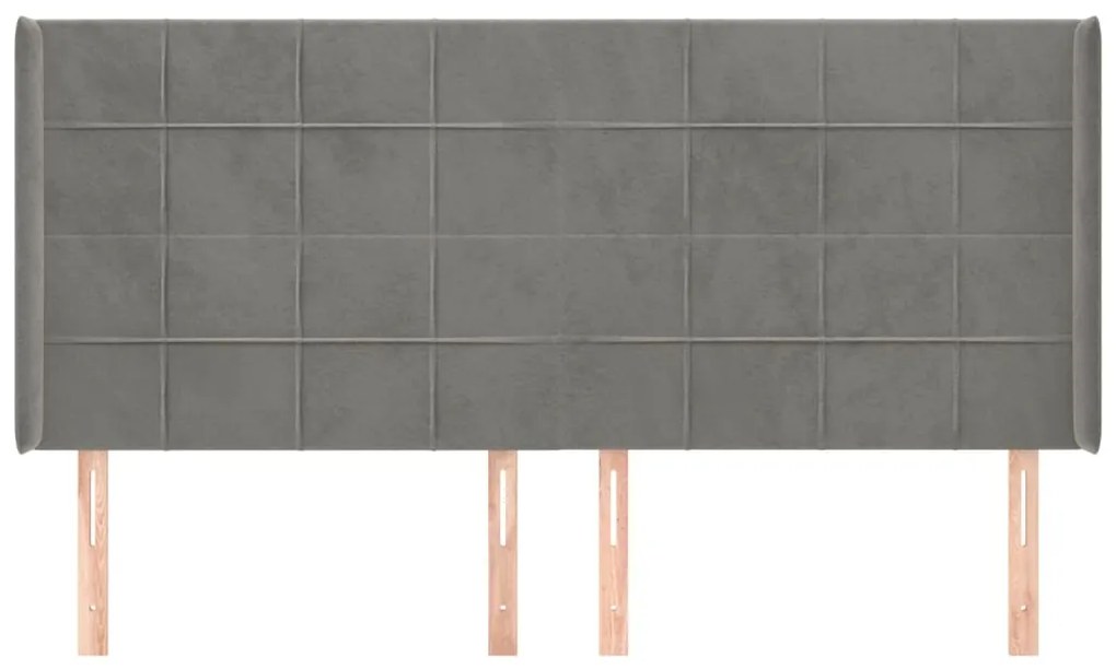 Cabeceira cama c/ abas veludo 203x16x118/128 cm cinzento-claro