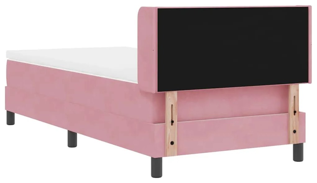 Cama Box Spring vidaXL com Colchão Rosa 90x190 cm Veludo