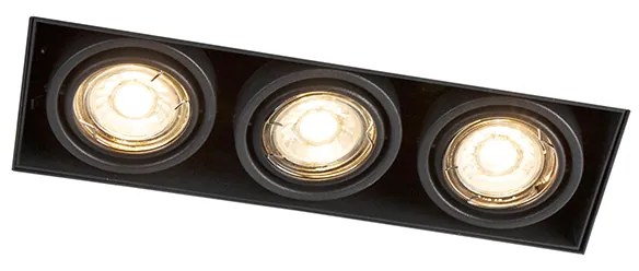 Foco embutido preto inclinável e rotativo sem moldura 3 luzes - Oneon Design,Industrial,Moderno