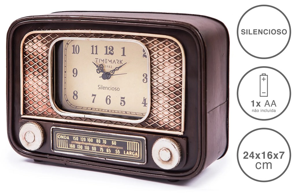 Relógio Rádio Timemark Plástico Castanho 24X16X7cm