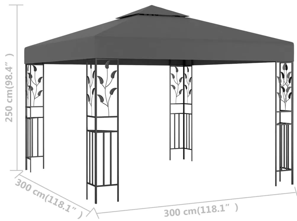 Gazebo 3x3 m antracite