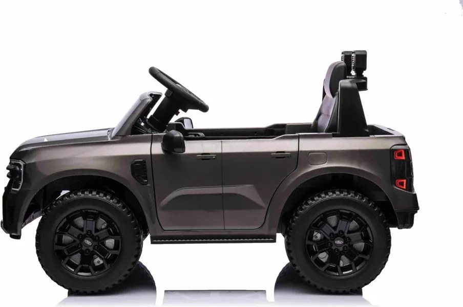 Jipe elétrico para crianças Ford Ranger,12V com pneus de borracha, banco em pele sintética Cinzento
