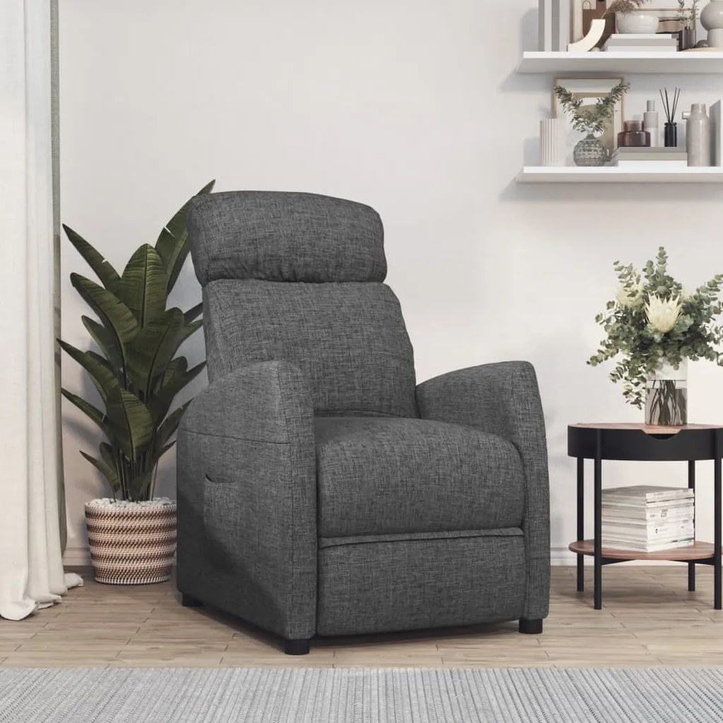 vidaXL Poltrona reclinável tecido cinzento-escuro