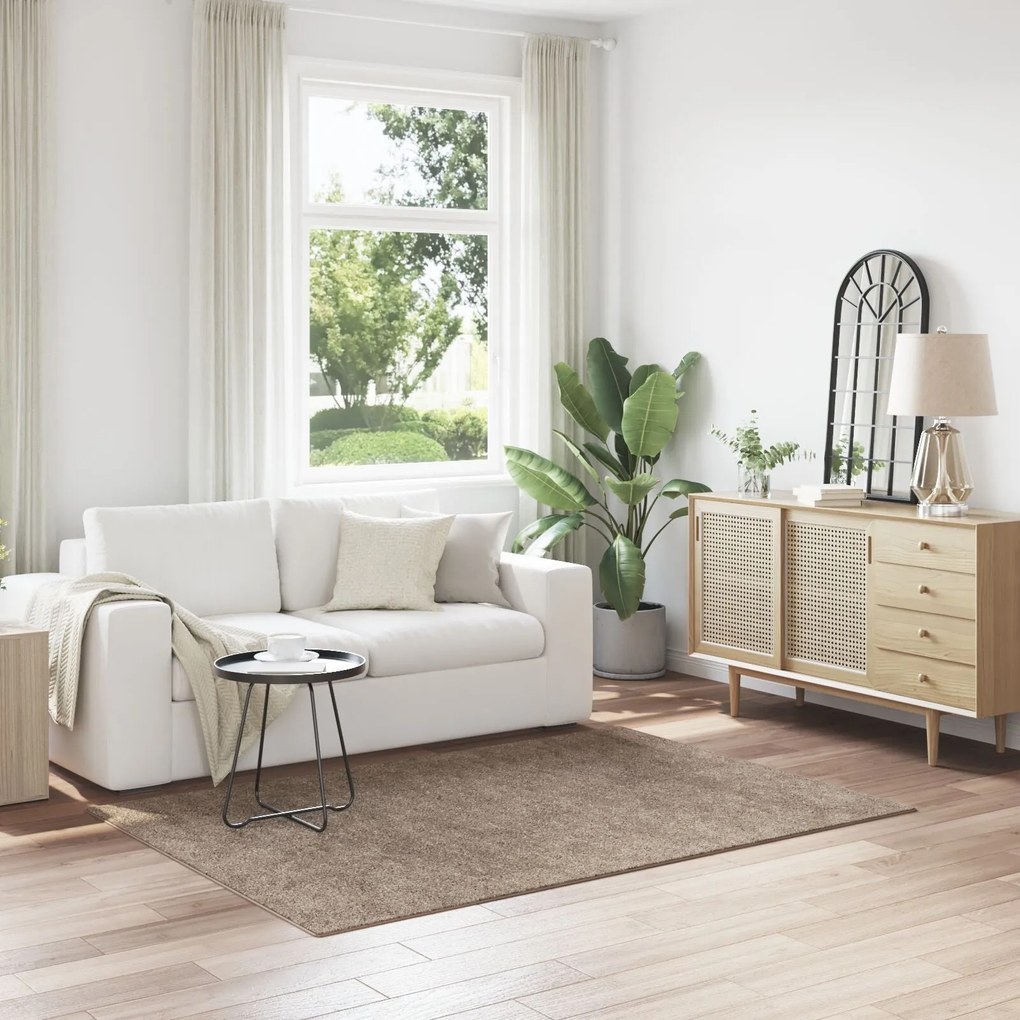 Tapete Shaggy vidaXL com base de látex Marrom 140x200 cm